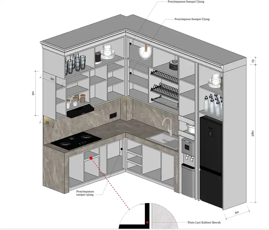 ibu melinda kitchen tampak dalam